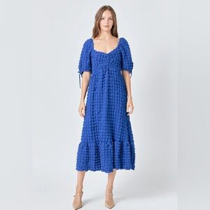 ANTHROPOLOGIE ENDLESS ROSE Elegant Blue Textured Dress
